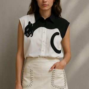 Camisa Blanca Pantera Negra
