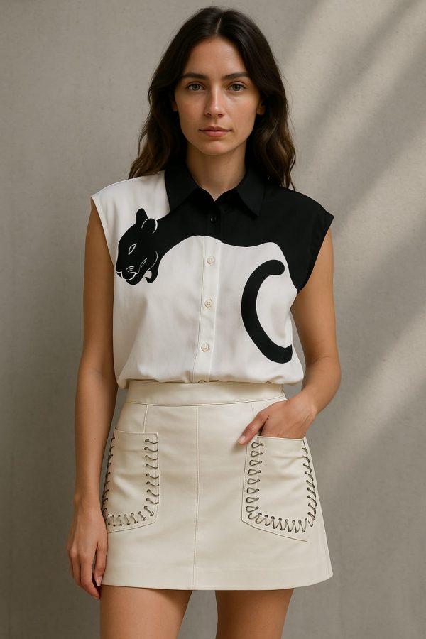 Camisa Blanca Pantera Negra