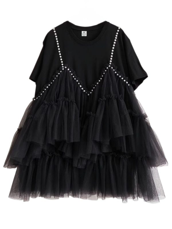 Vestido Tshirt Negro + Tul - Imagen 2