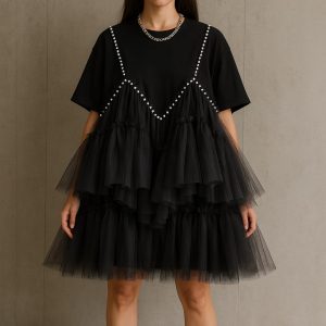 Vestido Tshirt Negro + Tul