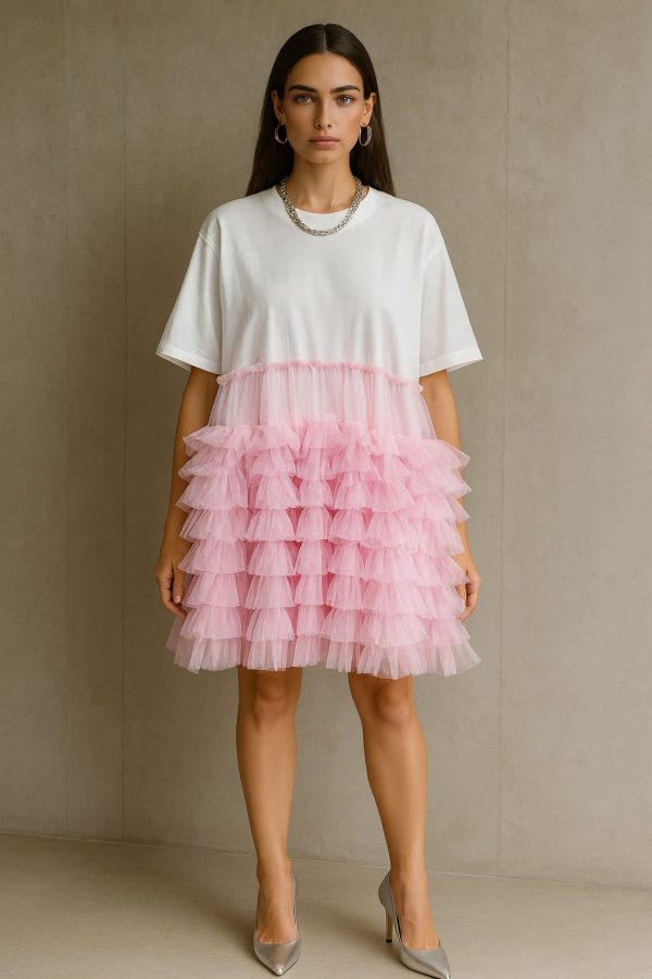 Vestido Tshirt Tul Rosa