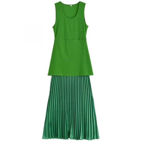 Vestido Verde Plisado - Imagen 3