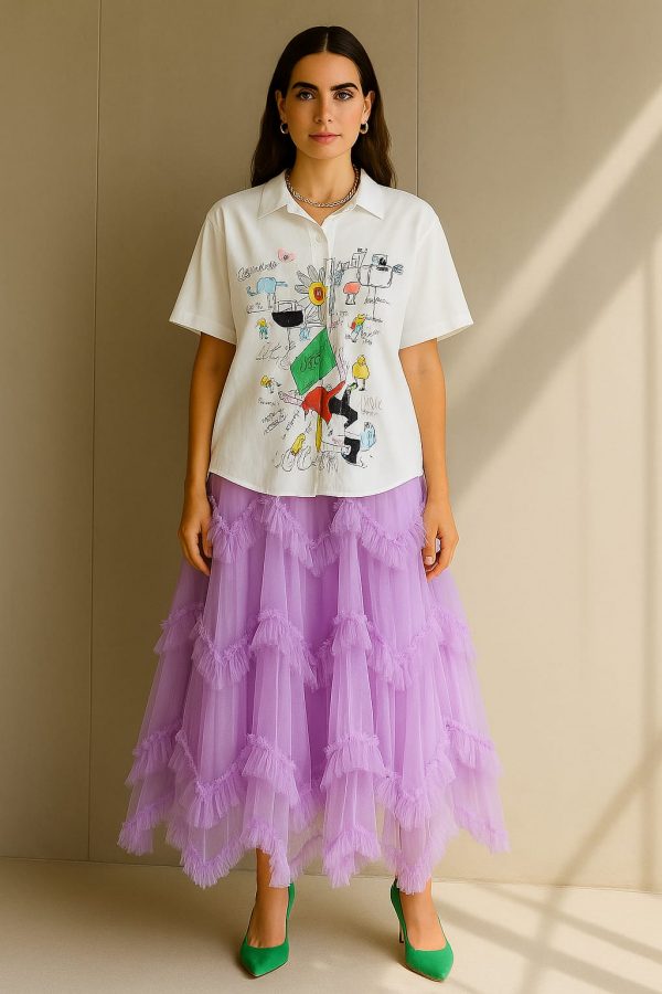 Camisa Blanca con Dibujos