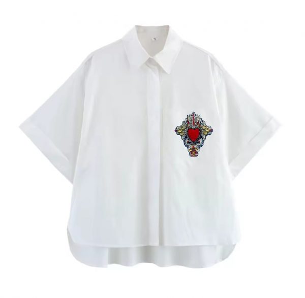 Camisa Blanca Corazon Bordado - Imagen 2
