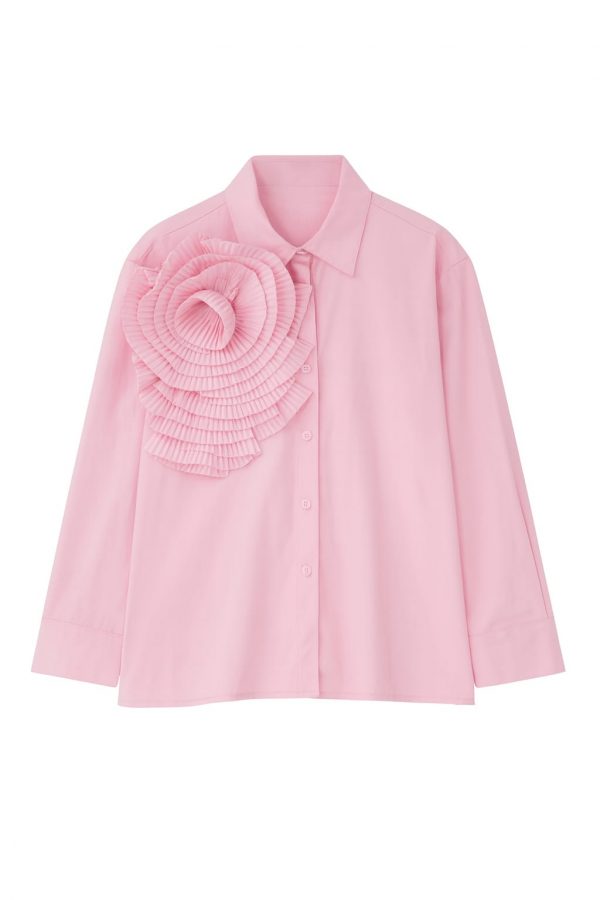 Camisa Rosa Flor en Hombro - Imagen 2