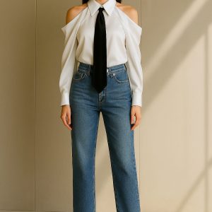 Camisa Blanca con Liston Negro