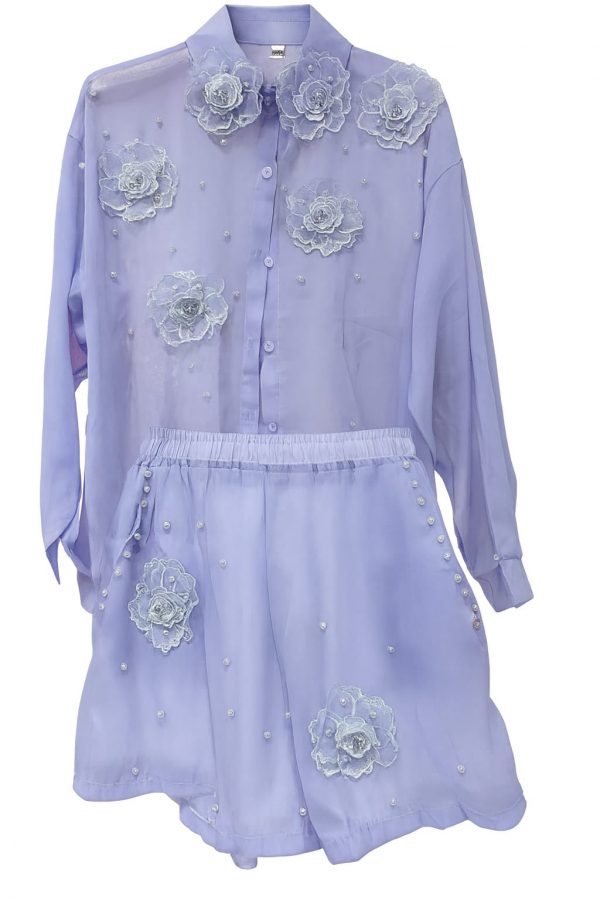 Conjunto Morado de Flores 3D - Imagen 2