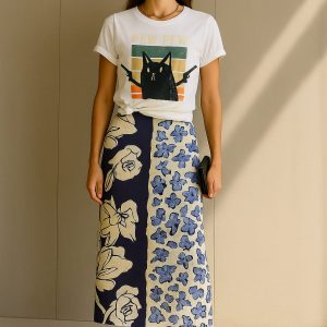Falda 3/4 Estampada en Azul