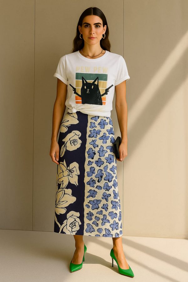 Falda 3/4 Estampada en Azul